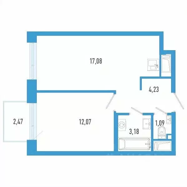 1-к кв. Калининградская область, Калининград Солнечный бул. (38.39 м) - Фото 1