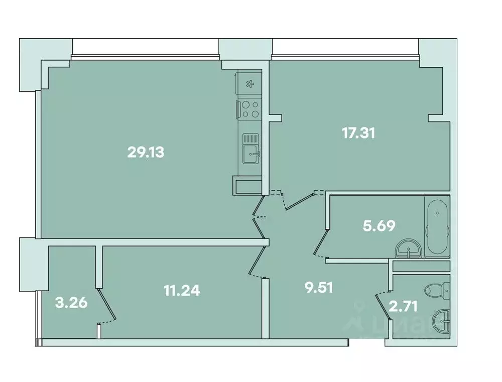 2-к кв. Иркутская область, Иркутск ул. Петрова, 18 (80.68 м) - Фото 0