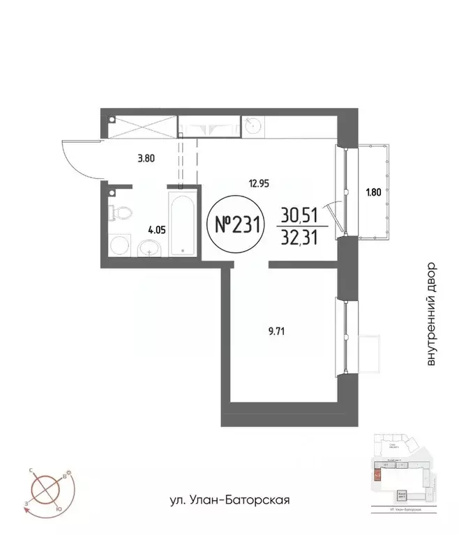 1-к кв. Иркутская область, Иркутск Макс жилой комплекс (32.31 м) - Фото 1
