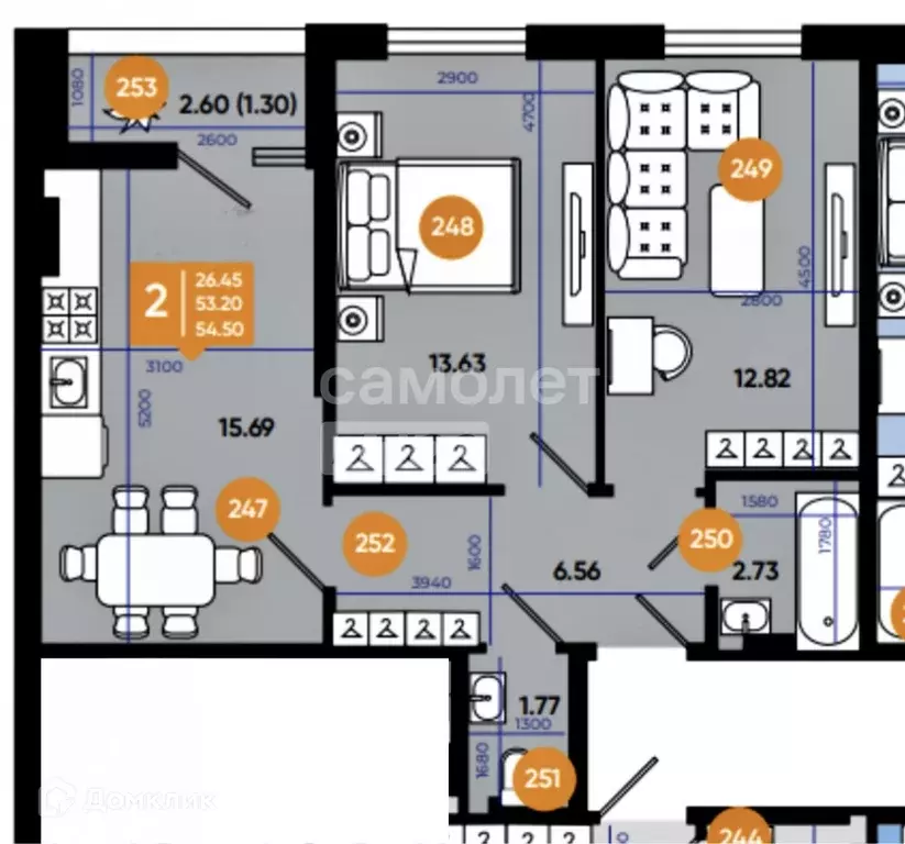 Продаётся 2-к квартира, 53.2 м - Фото 0