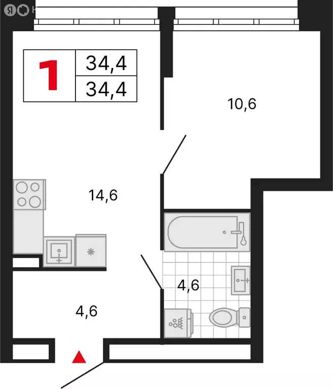 1-комнатная квартира: Москва, ЖК Бестселлер (34.4 м) - Фото 1