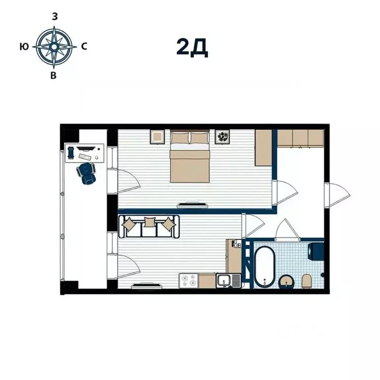 2-к кв. Приморский край, Владивосток ул. 2-я Поселковая (49.02 м) - Фото 1