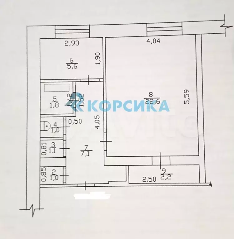 1-к. квартира, 42,4 м, 6/9 эт. - Фото 0