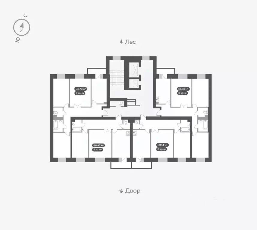 2-к кв. Красноярский край, Красноярск ул. Академгородок, 80 (69.7 м) - Фото 1