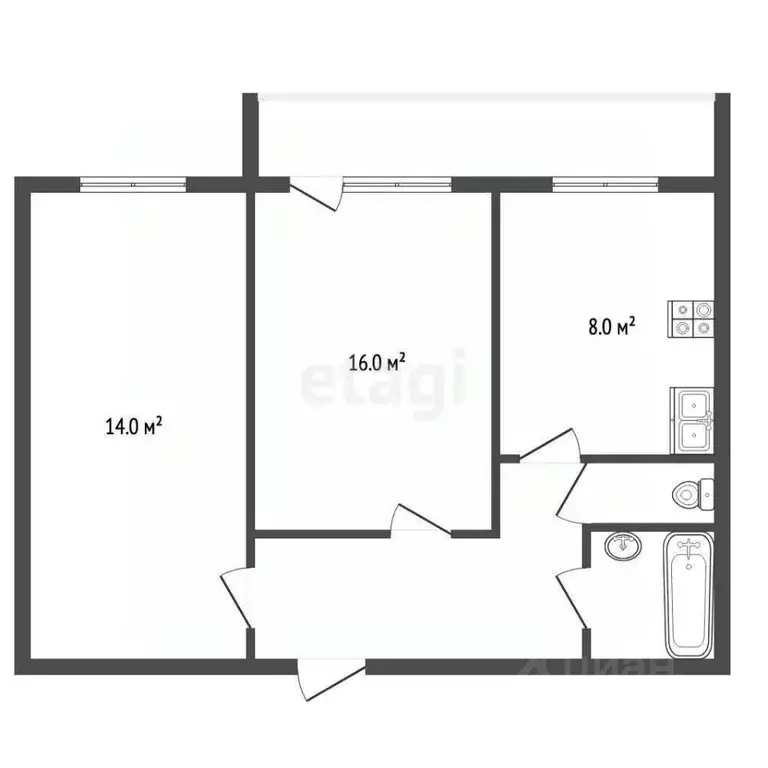 2-к кв. Свердловская область, Екатеринбург ул. Академика Шварца, 18к2 ... - Фото 2