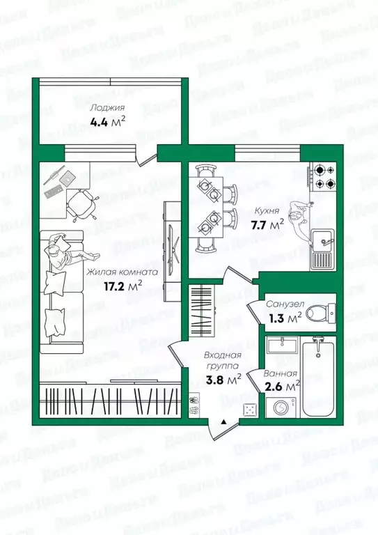 1-к кв. Кировская область, Киров Солнечная ул., 31 (35.2 м) - Фото 2