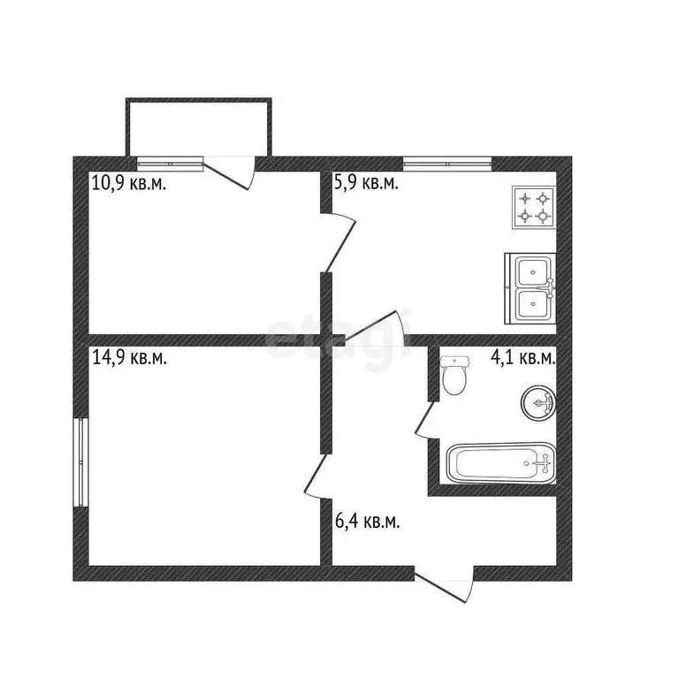 2-комнатная квартира: Кострома, улица Ленина, 112/63 (42.2 м) - Фото 0