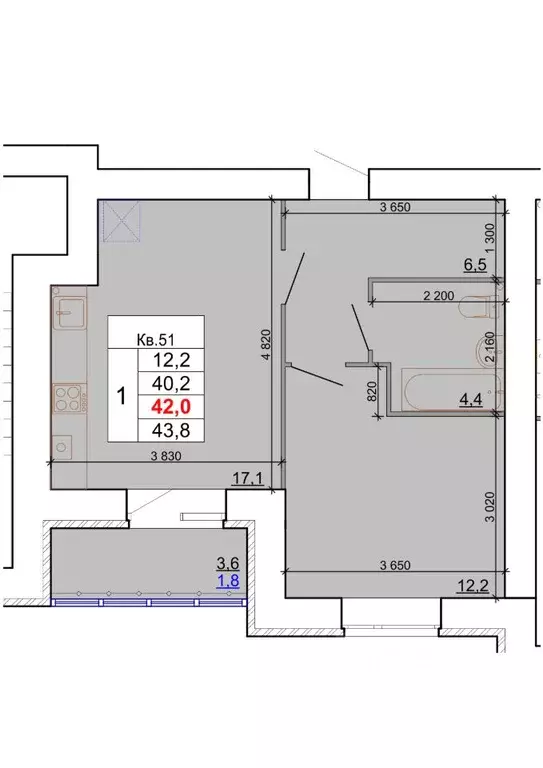 1-к кв. Костромская область, Кострома Кинешемское ш., 88 (42.0 м) - Фото 0