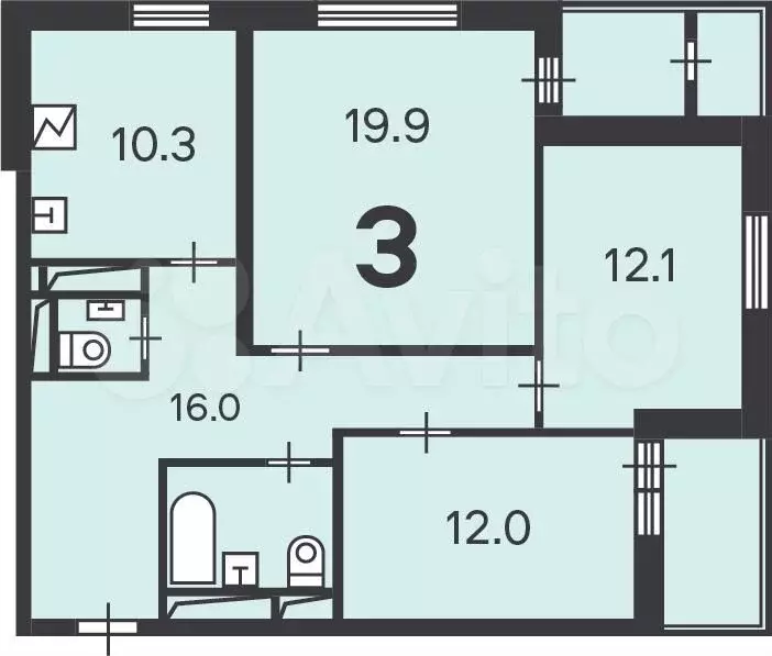Аукцион: 3-к. квартира, 76 м, 5/23 эт. - Фото 1