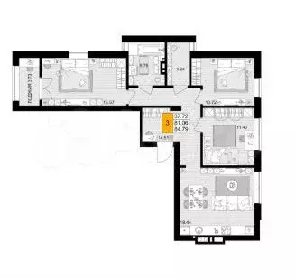 3-к. квартира, 85 м, 2/9 эт. - Фото 1