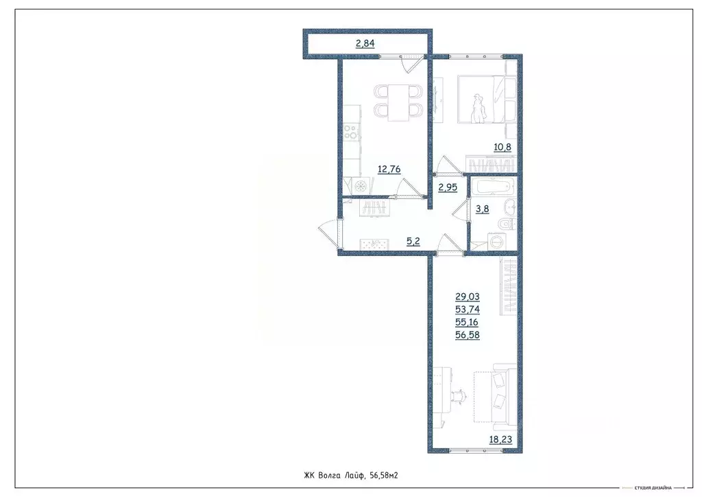 2-к кв. Тверская область, Тверь Новочеркасская ул., 49 (56.58 м) - Фото 2