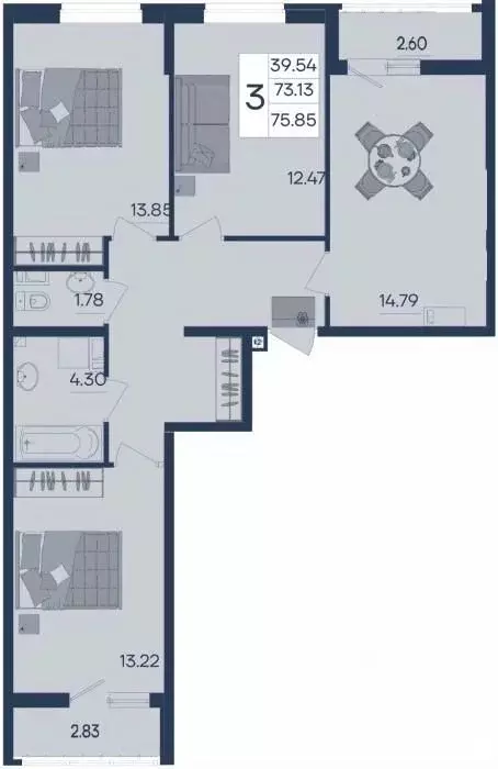 3-к кв. Краснодарский край, Краснодар  (75.85 м) - Фото 1