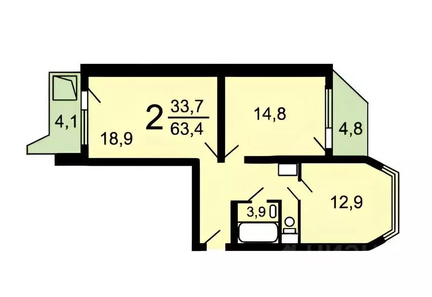 2-к кв. Москва ул. Рудневка, 25 (60.0 м) - Фото 2