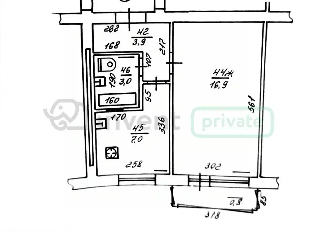 1-к кв. Калининградская область, Калининград Калужская ул., 6 (31.6 м) - Фото 2