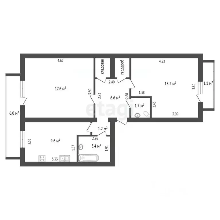 2-к кв. Крым, Феодосия ул. Грина, 35к2 (57.1 м) - Фото 2