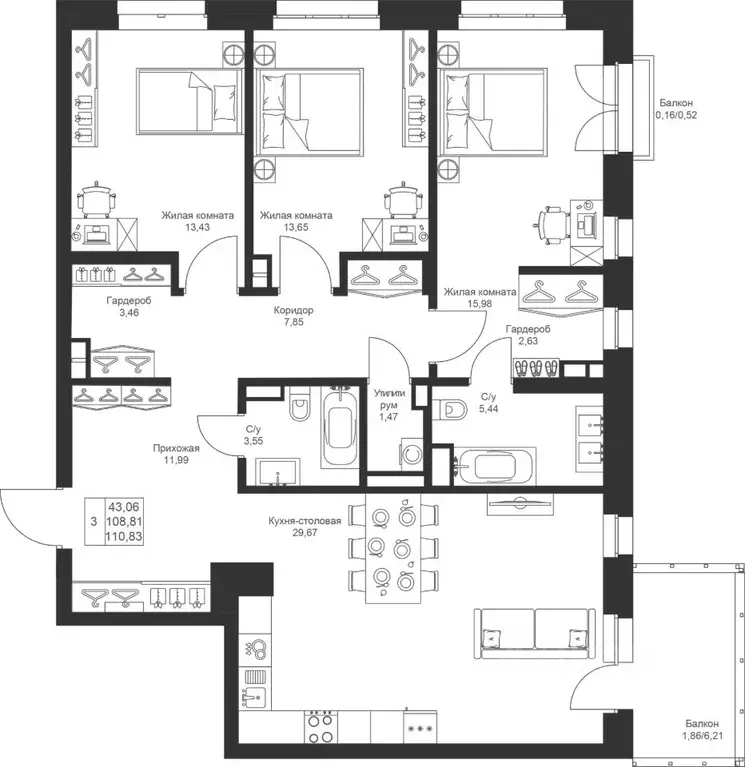 3-к кв. Татарстан, Лаишевский район, Столбищенское с/пос, с. Усады ул. ... - Фото 1