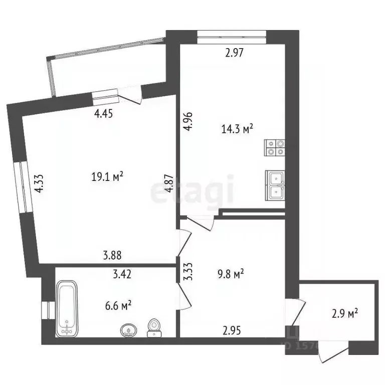 1-к кв. Санкт-Петербург Галерный проезд, 5 (52.7 м) - Фото 2