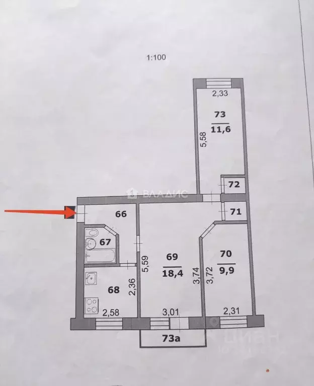 3-к кв. Белгородская область, Белгород просп. Славы, 7б (57.0 м) - Фото 2