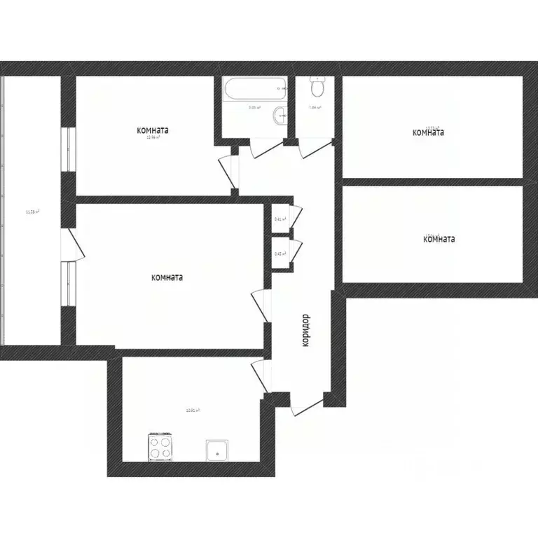 4-к кв. Вологодская область, Вологда ул. Карла Маркса, 99 (73.5 м) - Фото 2