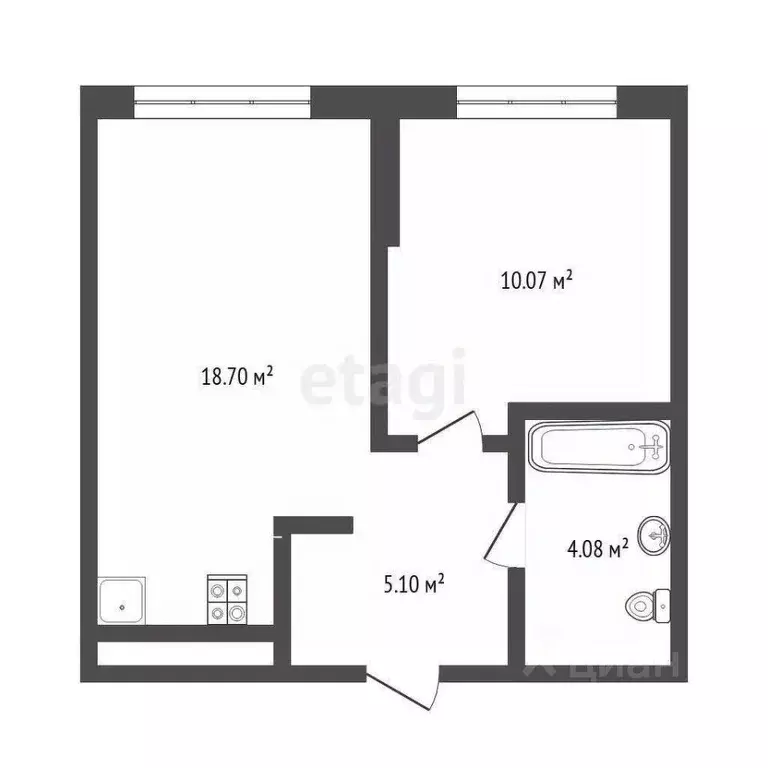 1-к кв. Тюменская область, Тюмень ул. Лесопарковая, 1к1 (38.7 м) - Фото 2