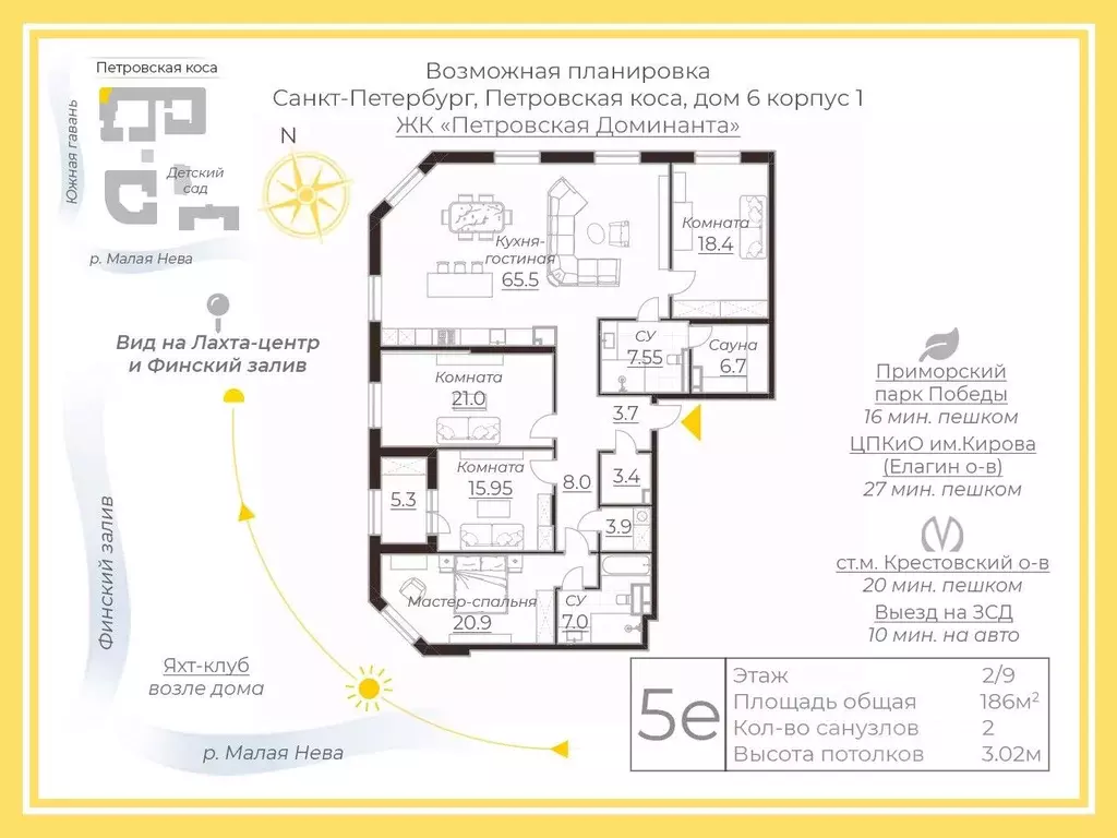 4-к кв. Санкт-Петербург проезд Петровская коса, 6к1 (186.0 м) - Фото 2