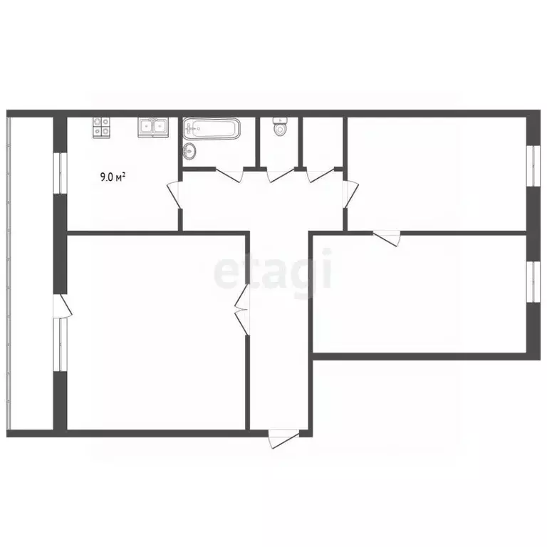 3-к кв. Воронежская область, Борисоглебск ул. Урицкого, 1 (64.0 м) - Фото 2