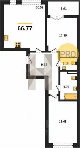 2-к кв. Калининградская область, Гурьевск Включи жилой комплекс (63.29 ... - Фото 1