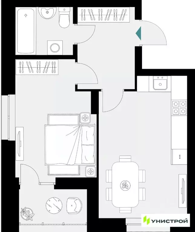 1-к кв. Татарстан, Казань 38-й кв-л,  (42.55 м) - Фото 1