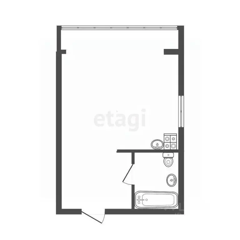 Студия Иркутская область, Иркутск ул. Клары Цеткин, 14 (42.2 м) - Фото 2