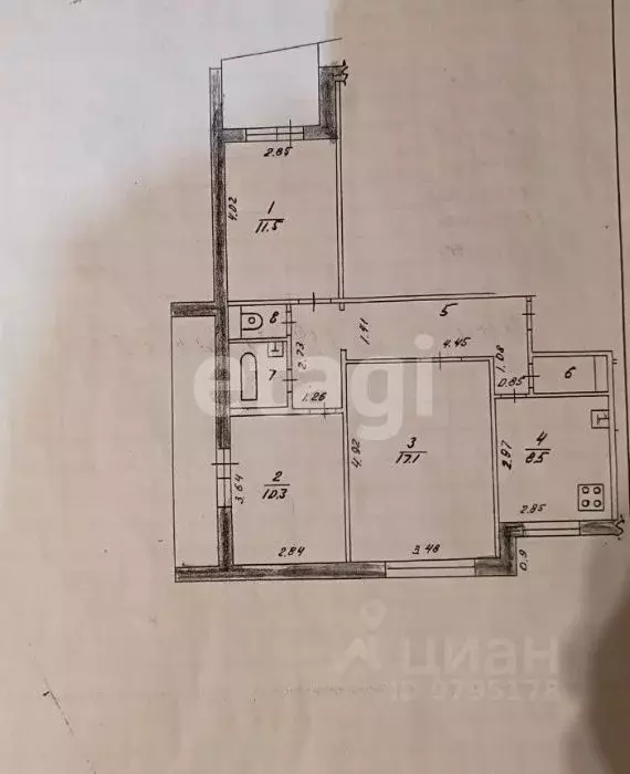 3-к кв. Татарстан, Казань ул. Гаврилова, 22а (62.9 м) - Фото 2