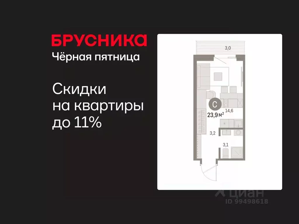 Студия Курганская область, Курган Центральный жилрайон, Дом Кино жилой ... - Фото 1