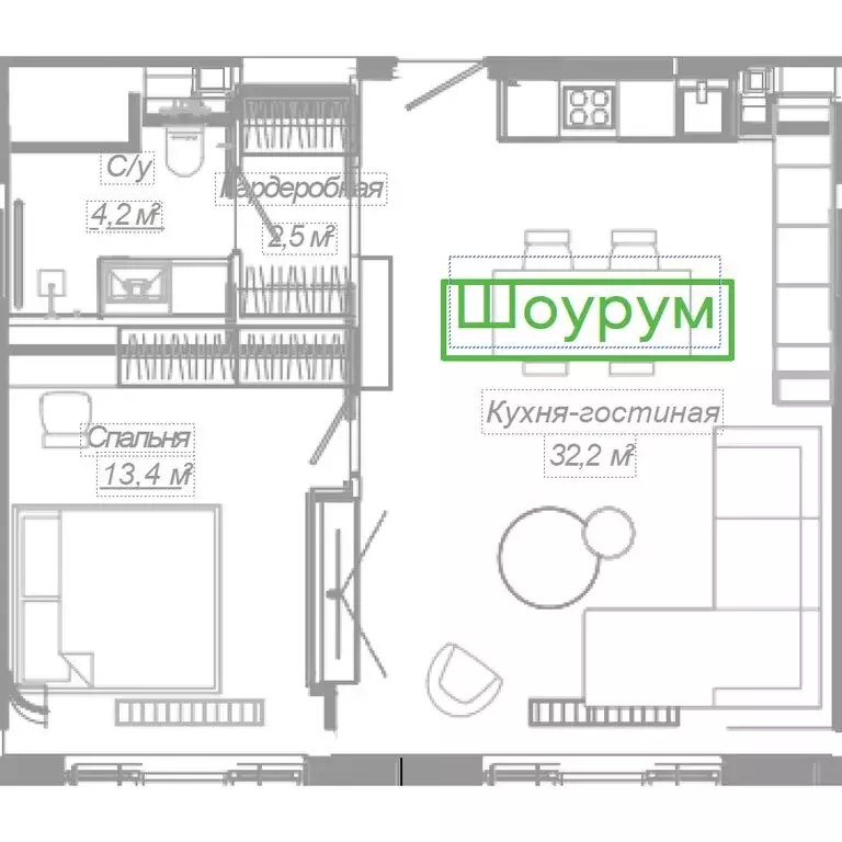 1-комнатная квартира: Москва, Ленинский проспект, 2 (51.7 м) - Фото 1
