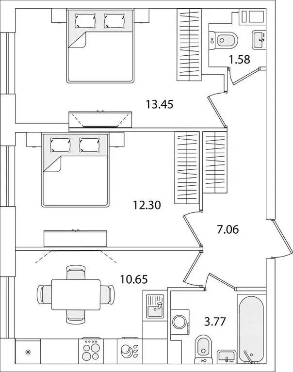 2-к кв. Санкт-Петербург ул. Тамбасова, 5Н (48.81 м) - Фото 0