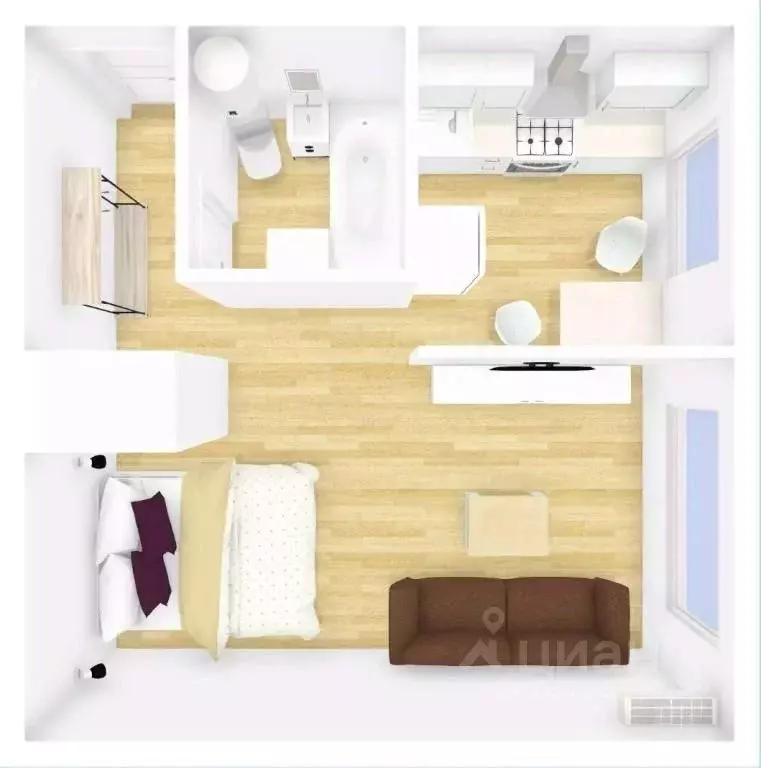 1-к кв. Ярославская область, Рыбинск Центральный п/р, пос. Северный, ... - Фото 2