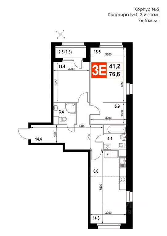 3-к кв. Московская область, Мытищи Тайнинка – 22-й мкр,  (76.6 м) - Фото 1