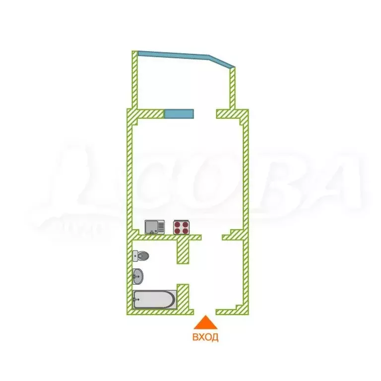 Квартира-студия: Тюмень, улица Федюнинского, 64к2 (29.2 м) - Фото 2
