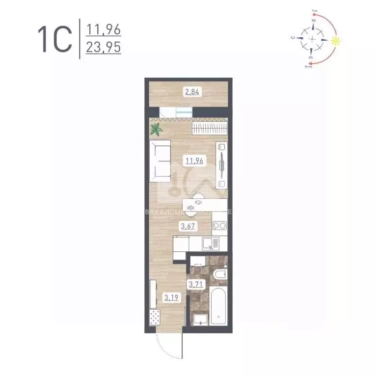 Студия Новосибирская область, Новосибирск ул. Забалуева, 102/1 (23.0 ... - Фото 2