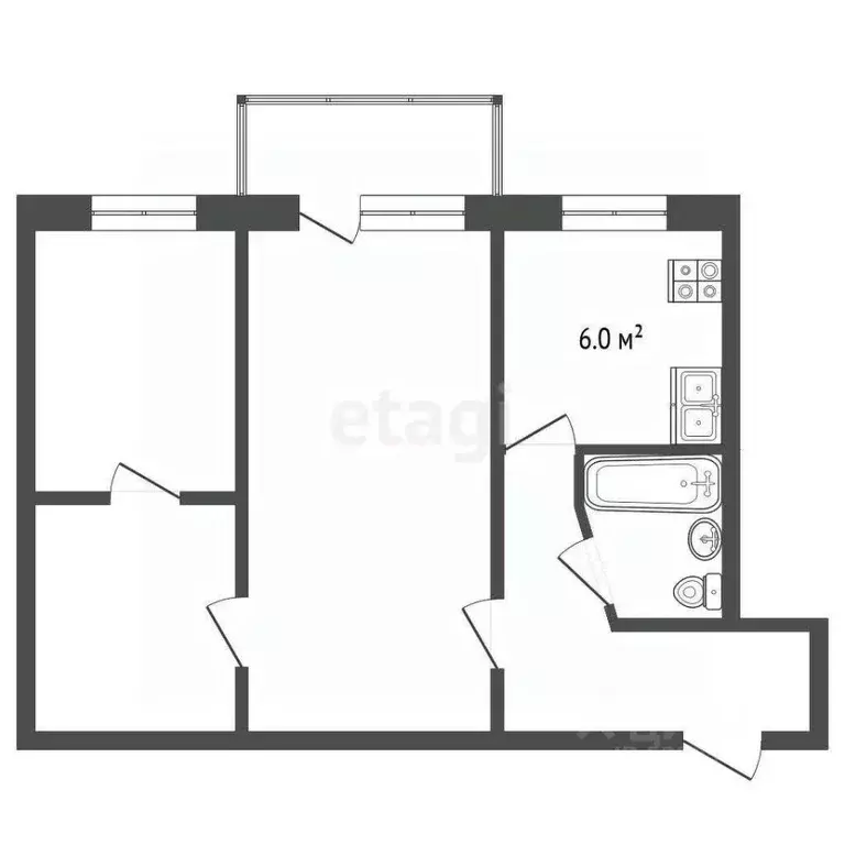 2-к кв. Ростовская область, Аксай ул. Мира, 2 (43.5 м) - Фото 0