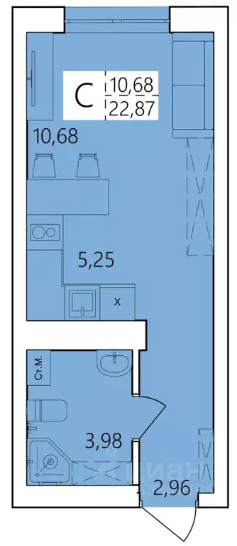 Студия Башкортостан, Уфа ул. Пожарского, 237 (22.87 м) - Фото 1