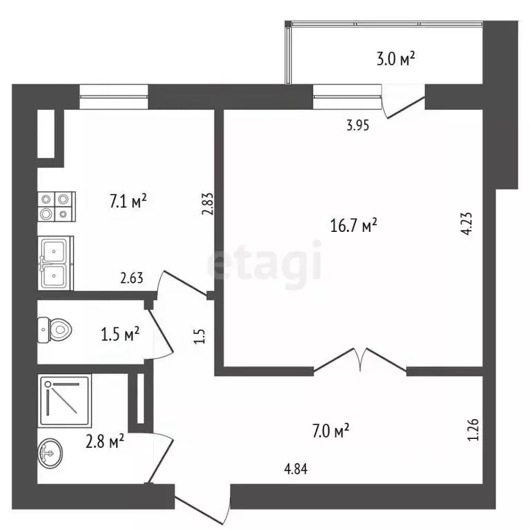 1-к кв. Крым, Евпатория просп. Победы, 10Б (35.1 м) - Фото 2