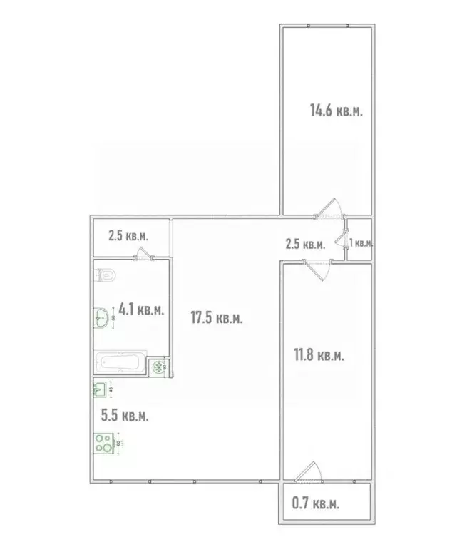 3-к кв. Омская область, Омск Революционная ул., 13 (59.5 м) - Фото 2