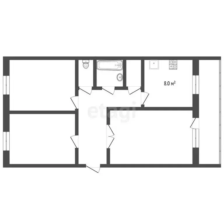 3-комнатная квартира: Нижняя Тура, улица Ленина, 117 (61.5 м) - Фото 1
