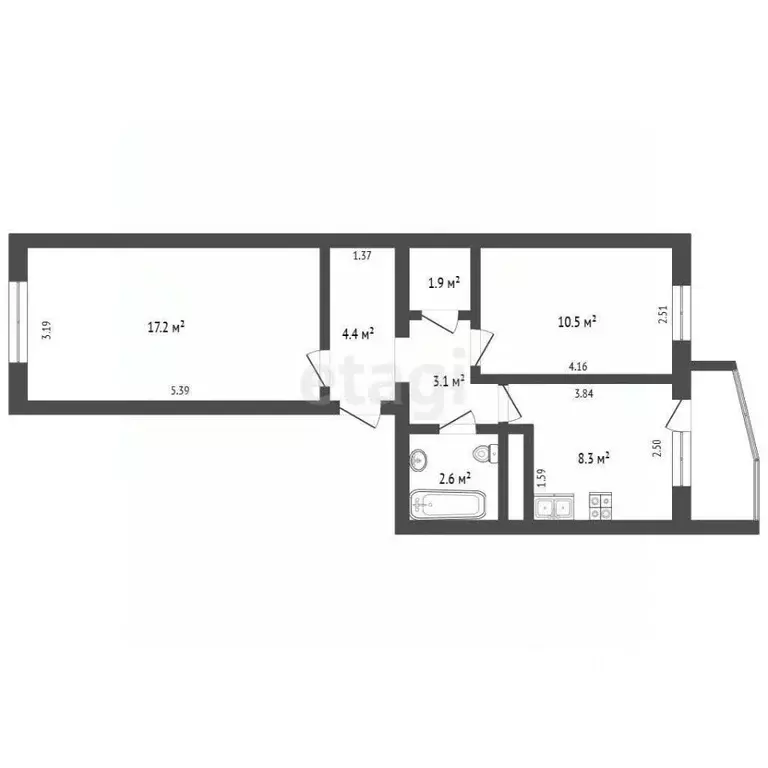 2-к кв. Калужская область, Калуга Знаменская ул., 45 (48.0 м) - Фото 1