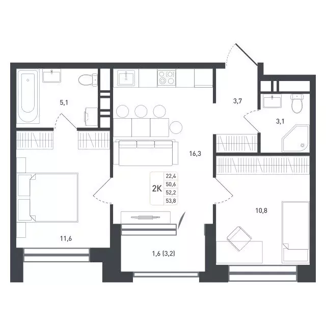 2-комнатная квартира: Московская область, городской округ Подольск, ... - Фото 1