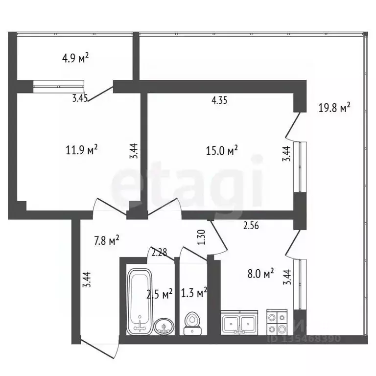 2-к кв. Крым, Ялта ул. Найденова, 31 (56.0 м) - Фото 2