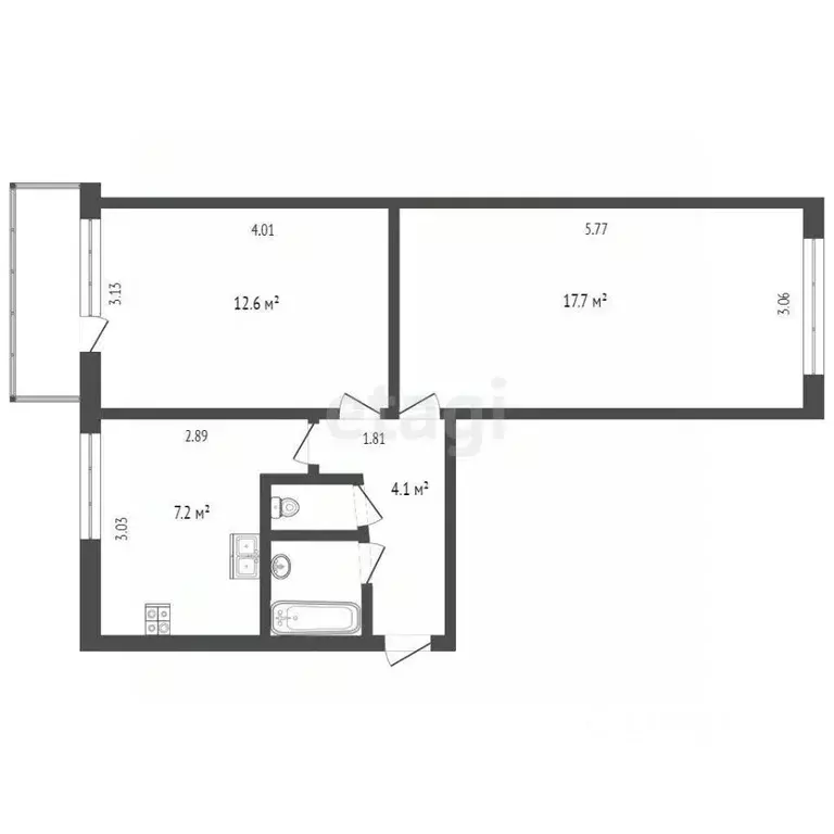 2-к кв. Вологодская область, Вологда Вологодская ул., 10А (44.5 м) - Фото 1