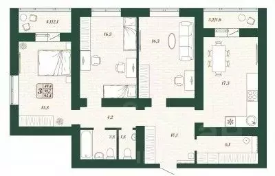 3-к кв. Самарская область, Волжский район, Смышляевка городское ... - Фото 1