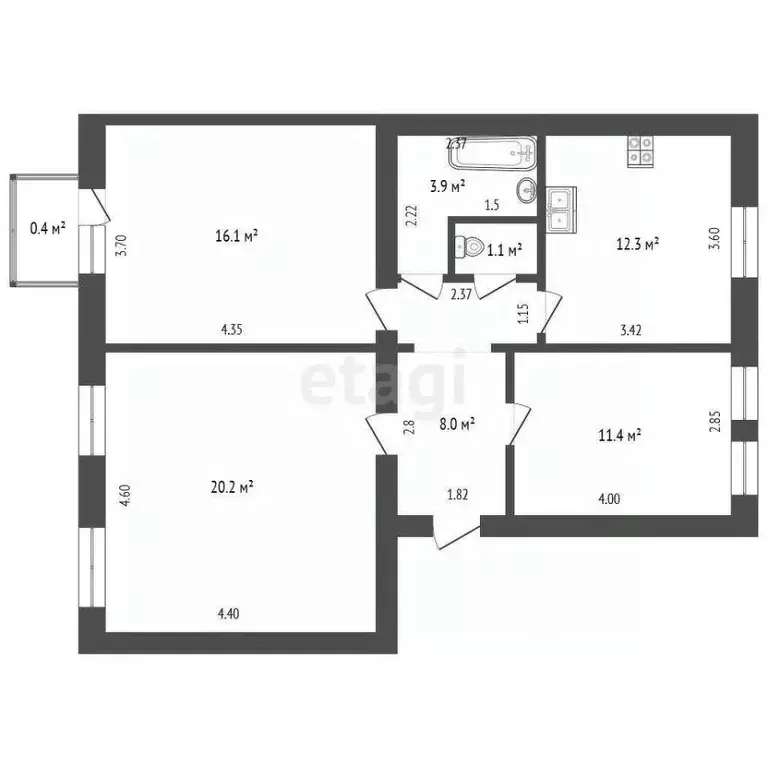 3-к кв. Мордовия, Саранск Ботевградская ул., 89 (70.6 м) - Фото 1