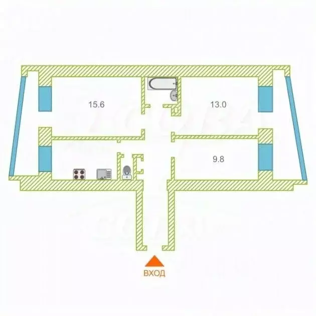 3-к кв. Тюменская область, Тюмень ул. Республики, 92/8 (63.0 м) - Фото 2