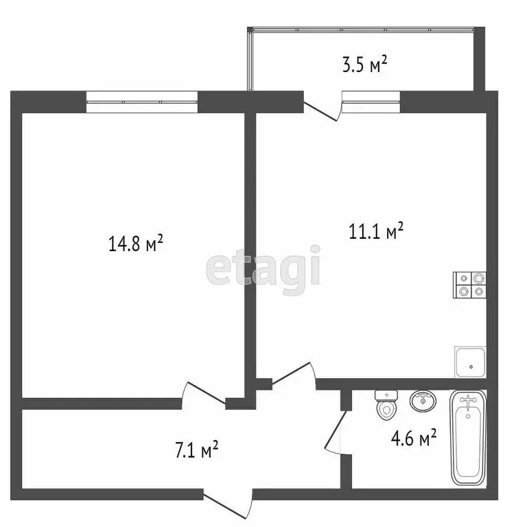 1-комнатная квартира: территория Цемдолина, улица Красина, 53к3 (34.8 ... - Фото 0